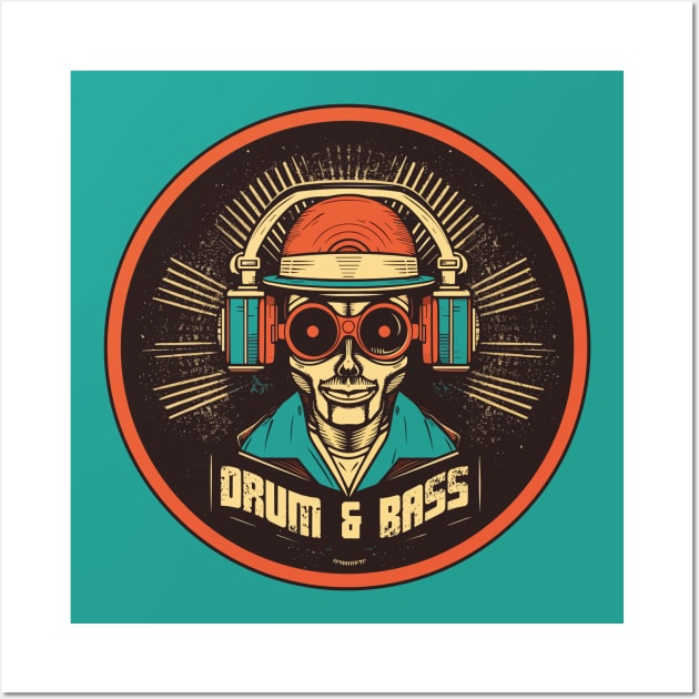 Drum and Bass - Cyberpunk Skull Logo Wall Art by Dazed Pig